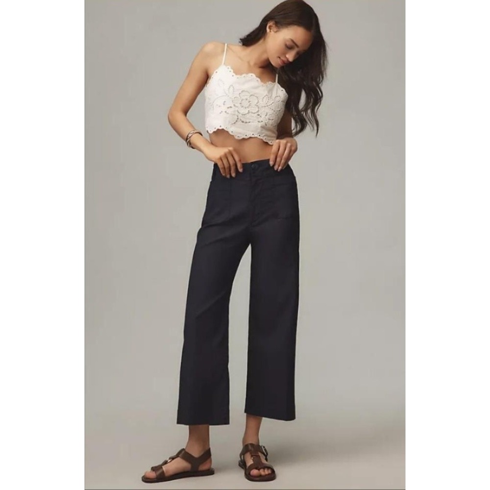 Maeve Black Cropped Wide-Leg Pants